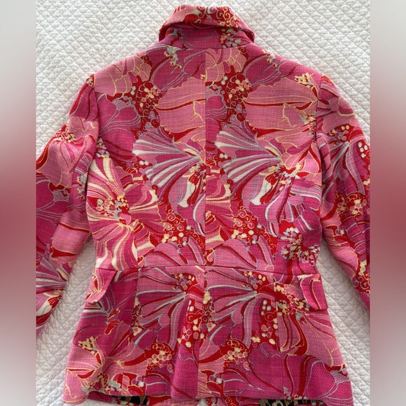 Vintage Dolce & Gabbana Pink Hibiscus Floral Blazer Cotton Linen IT 40 US 4 - Picture 10 of 15